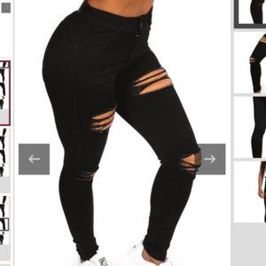 NWT FITJEANS Regular V2 4 Hole Black High Waisted Black Skinny Size S